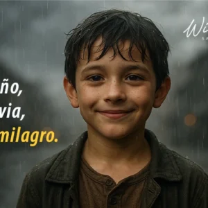 Niño bajo la lluvia, símbolo de fe y esperanza. UN NIÑO, LA LLUVIA Y UN MILAGRO